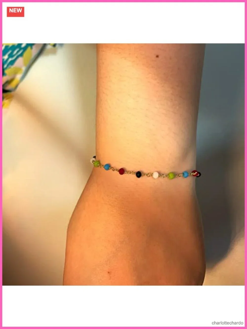 Dainty 18K Gold Plated Chain Bracelet Layered Crystal Charm Stackable